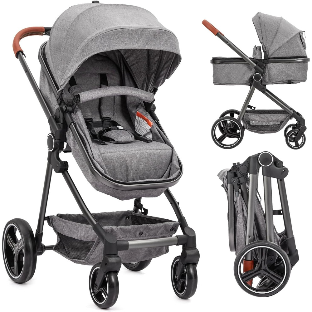 2-in-1 Baby Stroller W/ Bassinet Lightweight & Foldable for 0-3 Year, Multicolor