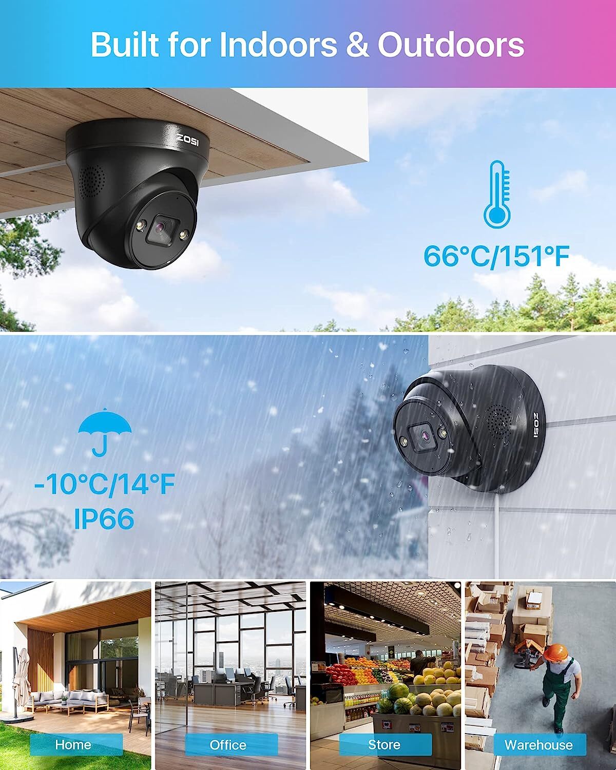 ZOSI 16CH/8CH 4K NVR 8MP Security IP Camera System Smart Detect Spotlight Audio