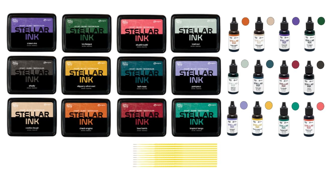 Simon Hurley Stellar Dye Ink Bundle - Set 2-12 SHC Stellar Ink Pads &