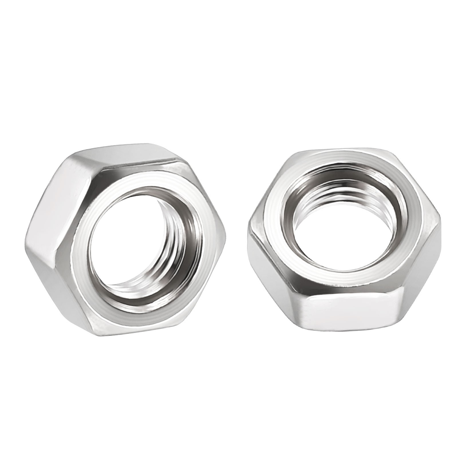 60pcs Hex Nuts - [M5-0.8] 304 Stainless Steel 18-8 Hardware Nuts, Silver