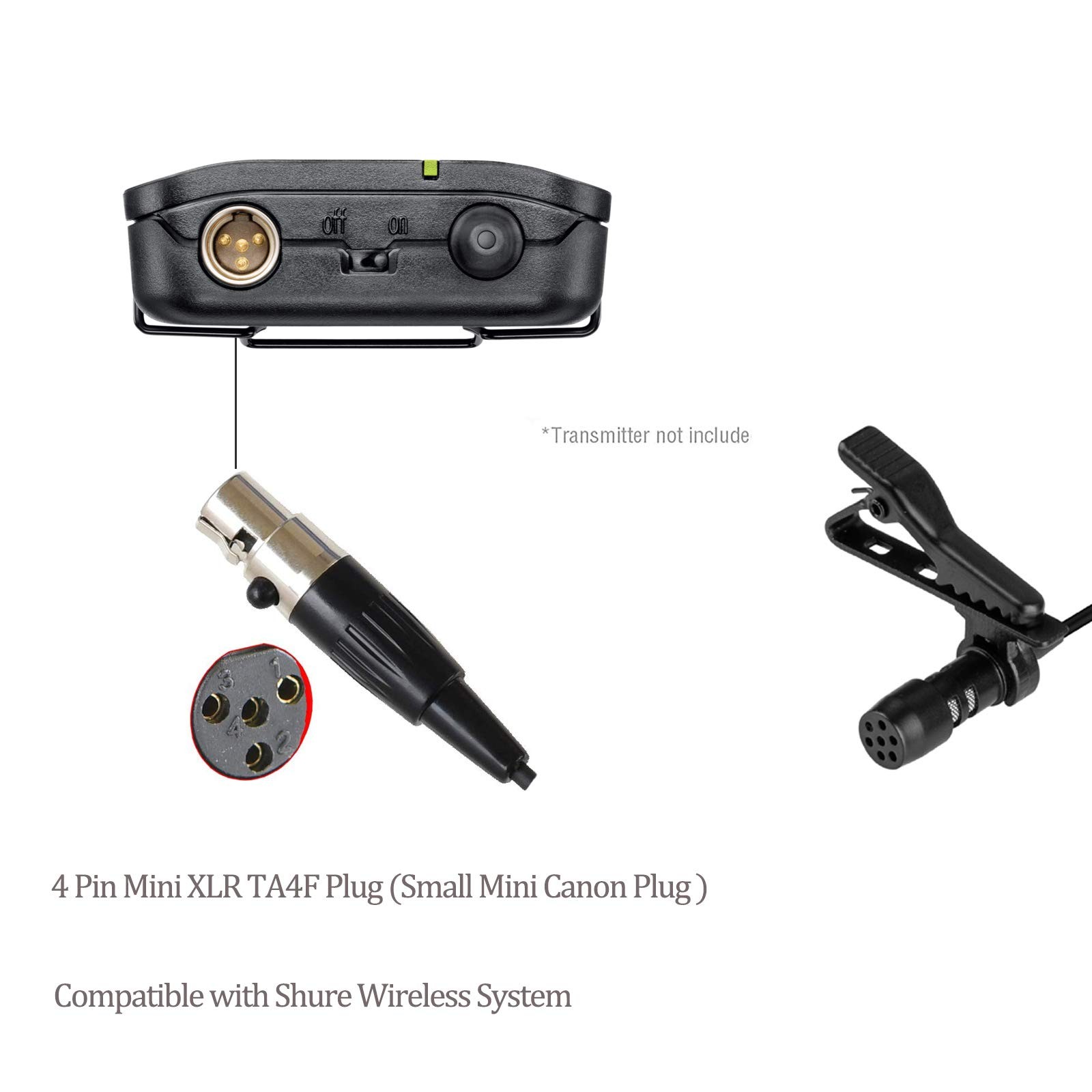 Lavalier Microphone Lapel Microphone Compatible with Shure Wireless Transmitt...