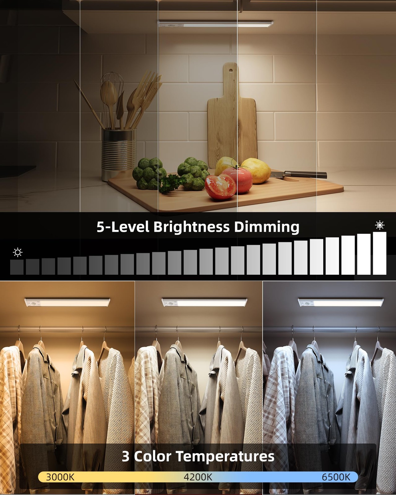 Under Cabinet Lighting 80 Led Motion Sensor Lights Indoor With 3 Color Temps 190
