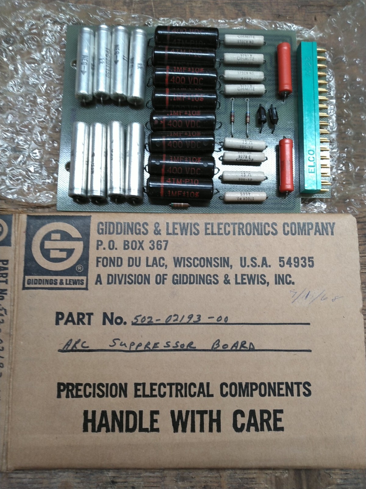 Giddings & Lewis 502-02193-00 Arc Suppressor Board Control Board NOS