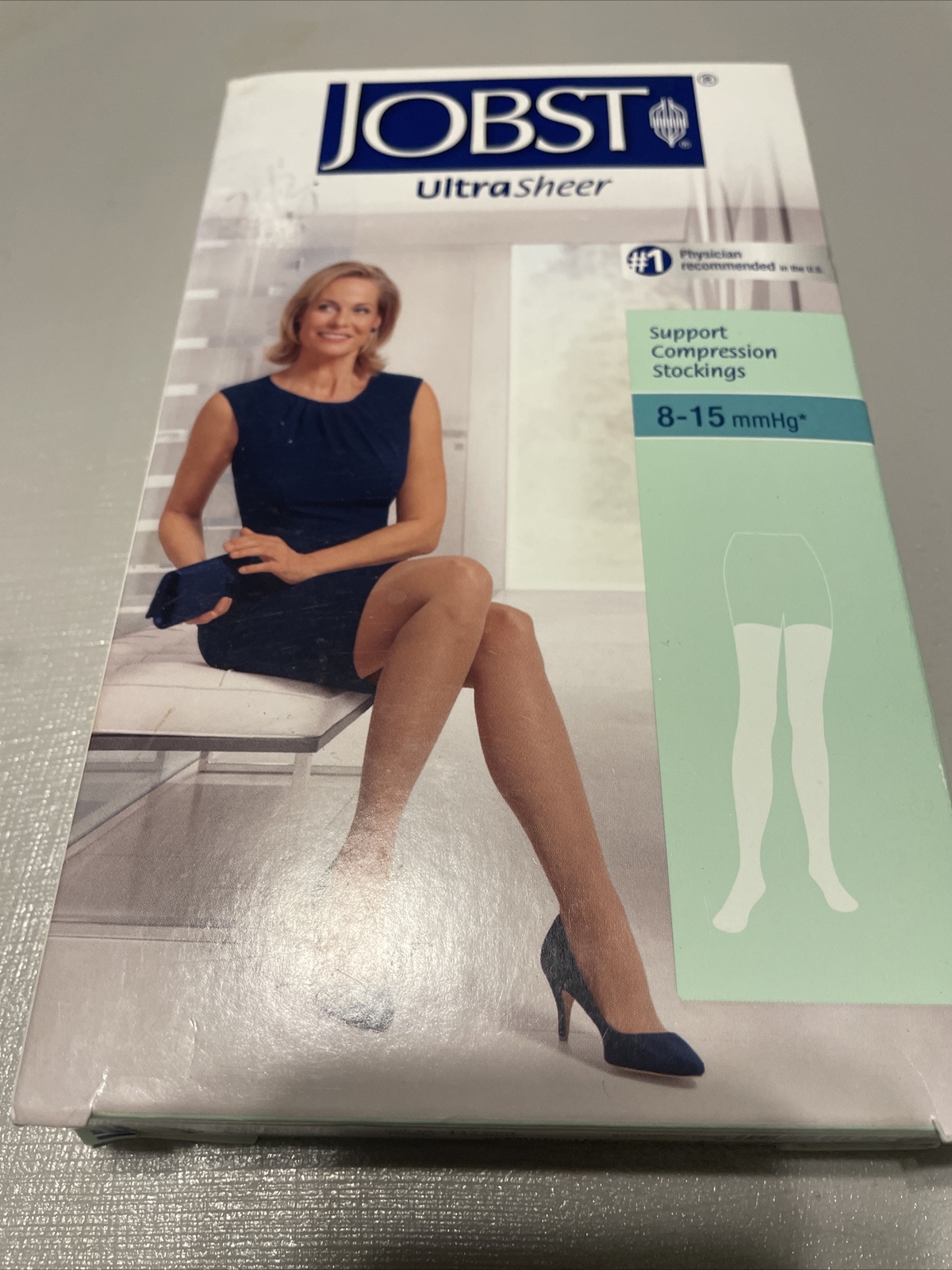 JOBST UltraSheer Support Compression Stockings 8-15mmHg Beige Thigh (Large) NEW