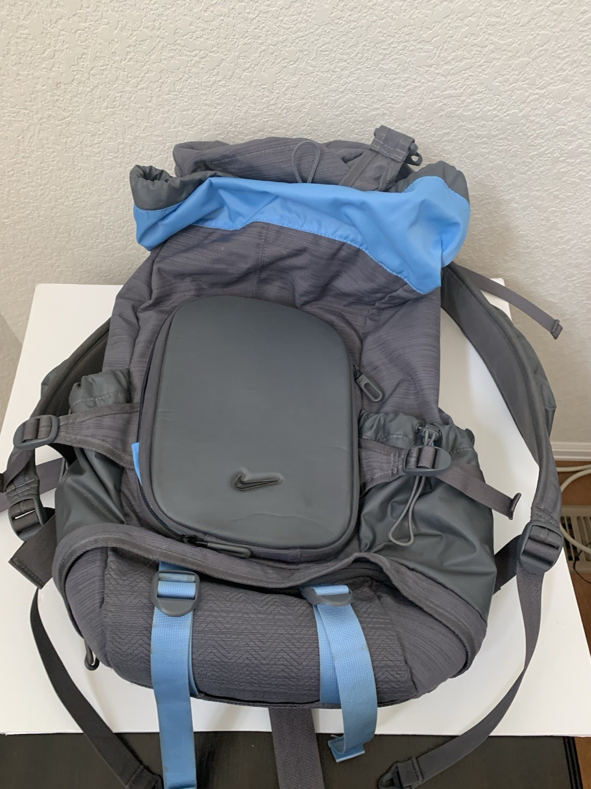 NIKE Backpack Camping Hiking Large Gray Blue Outdoor Sport