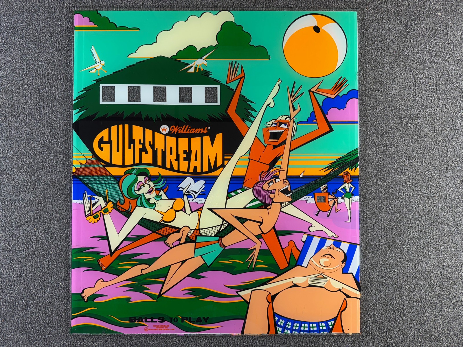 Williams Gulfstream Pinball Machine Game Backglass ORIGINAL NOS