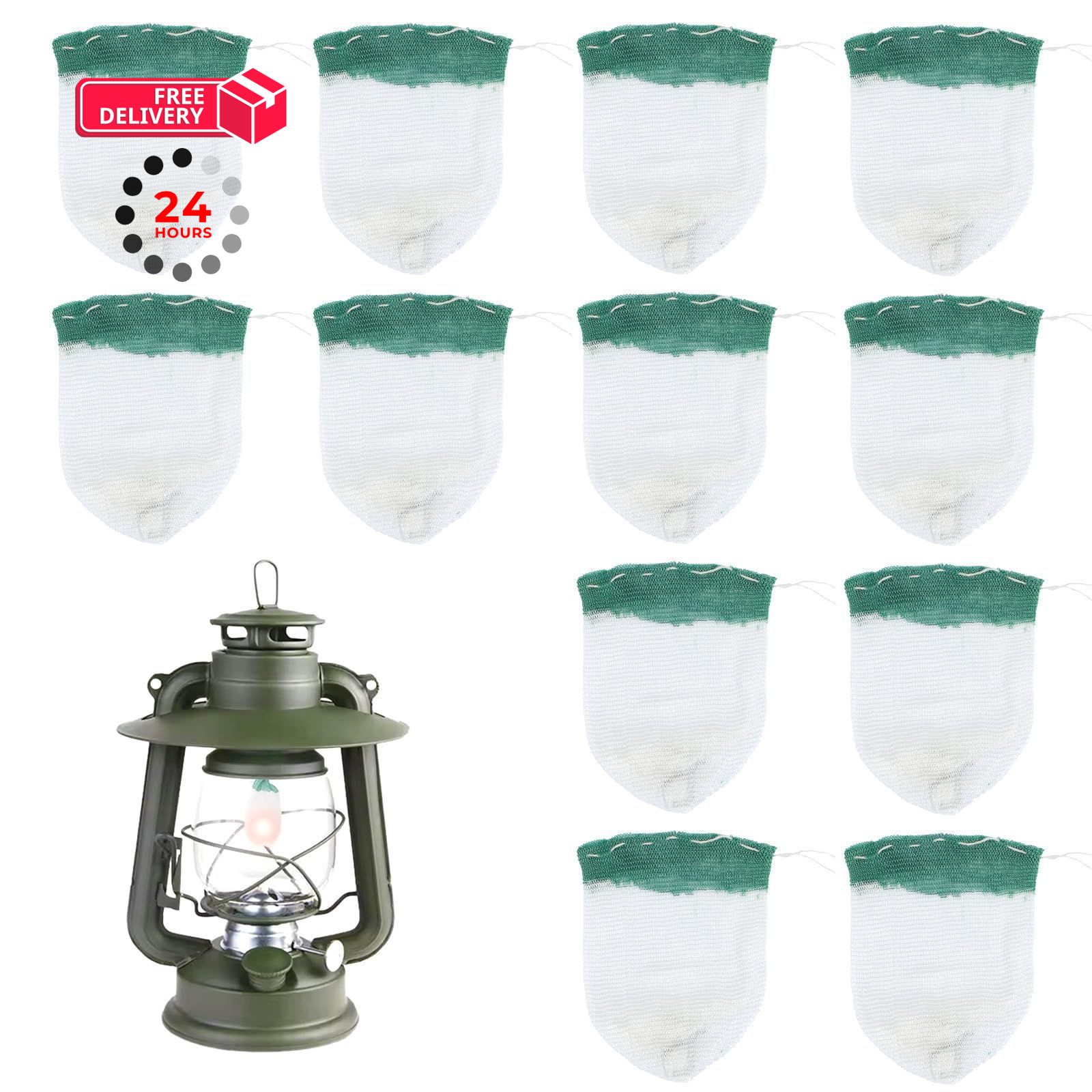 10Pcs Propane Lantern Mantles, 10 x 8cm / 3.9 x 3.1in, White and Green