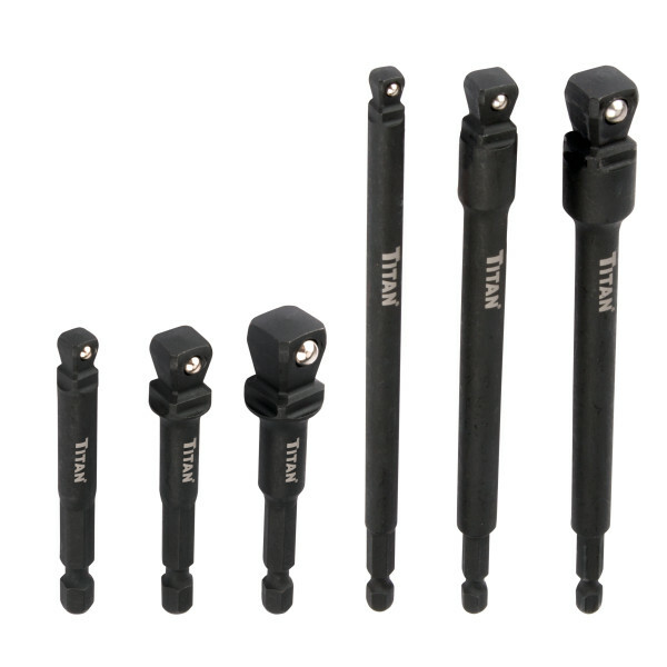 Titan 49036 6pc 1/4" Hex Drive Impact Wobble Socket Adapter Set