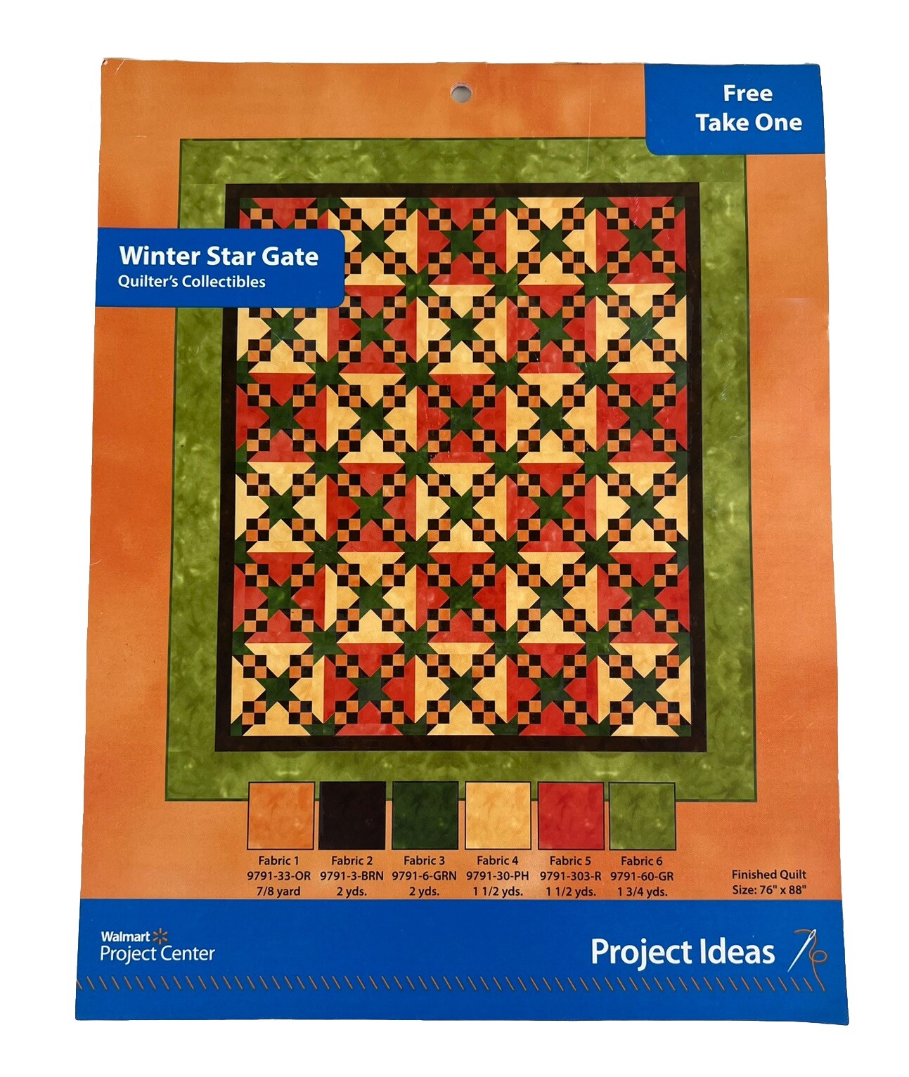 WALMART Project Center Winter Star Gate Quilters Collectibles Instruction Sheet