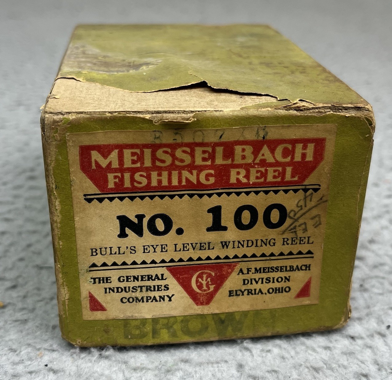 Meisselbach Fishing Reel No. 100 Level Winding Reel BOX ONLY Rare
