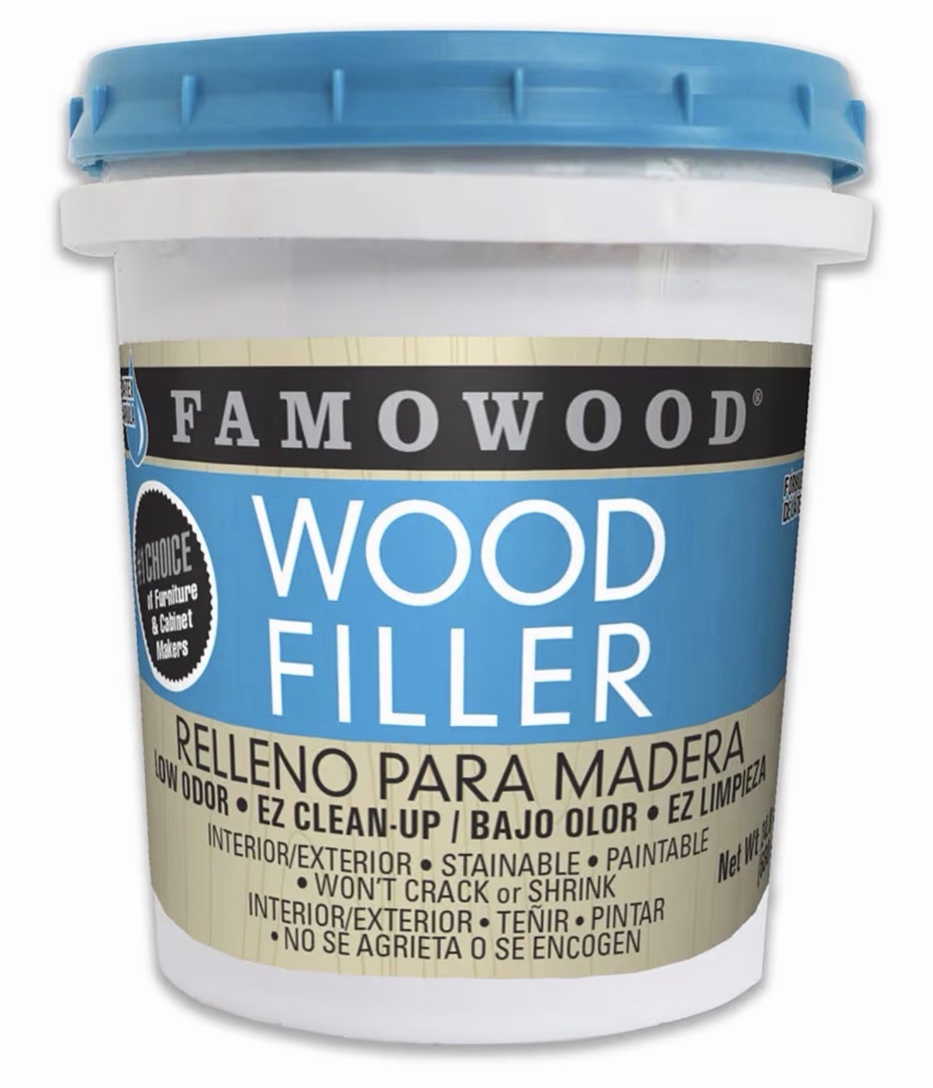 FamoWood 40022126 Latex Wood Filler - Pint, Natural, 24 oz.
