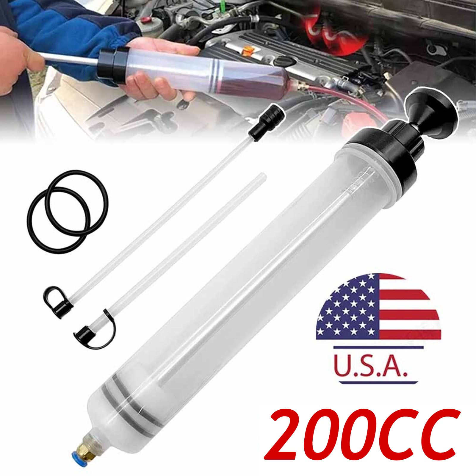 200ML Oil Fluid Extractor Siphon Pump Brake Fluid Syringe Pump Fuel Transfer