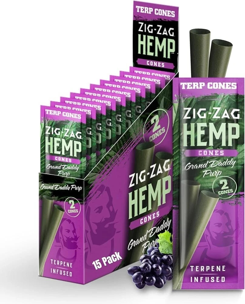 ZIG-ZAG GRAND DADDY PURPLE TERPENE INFUSED CONES 💜 15 PACKS 2 CONES EACH PACK