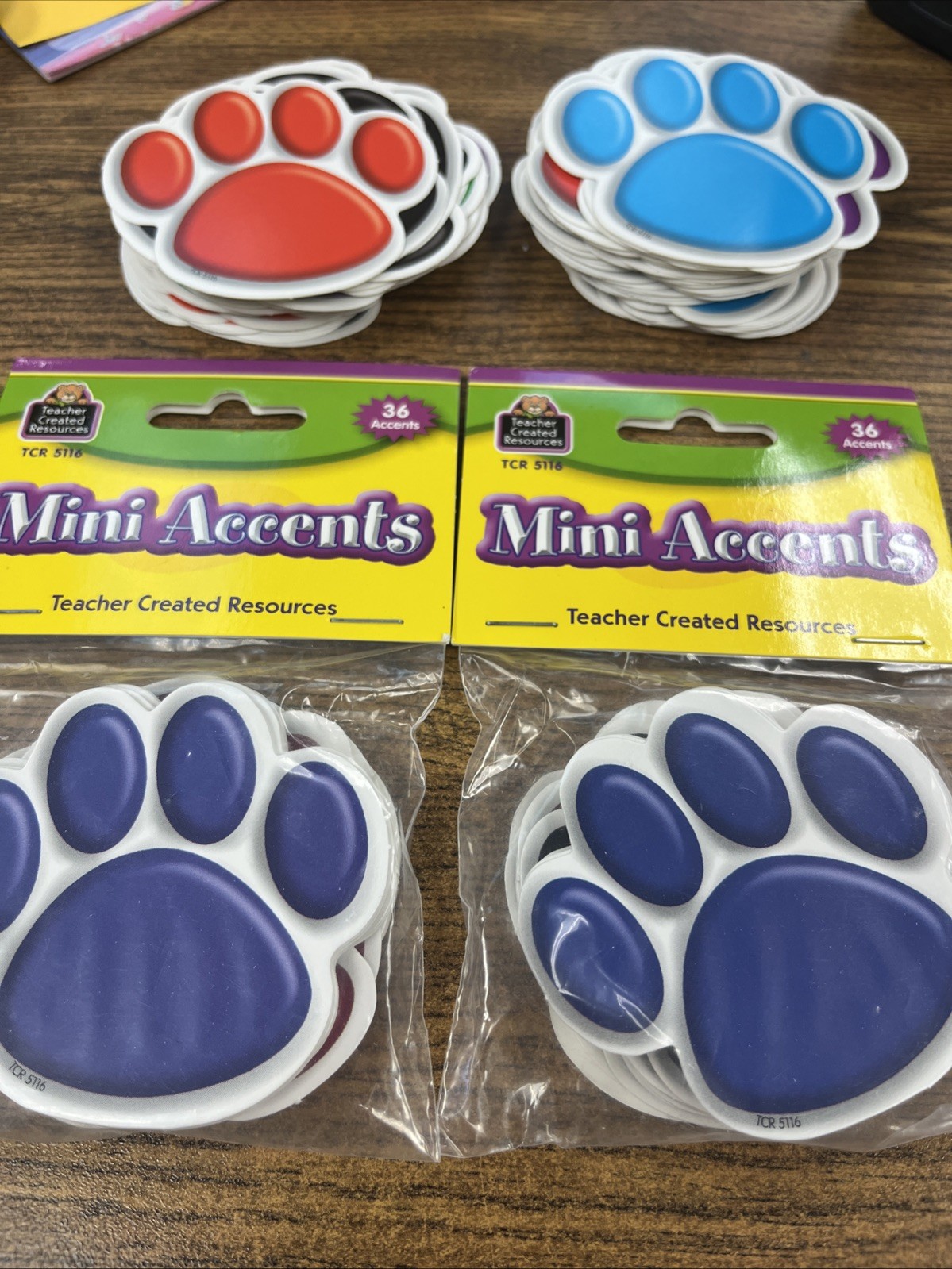 Colorful Paw Prints Mini Accents by Teacher Created Resources Lot 2 Pack 36 80+