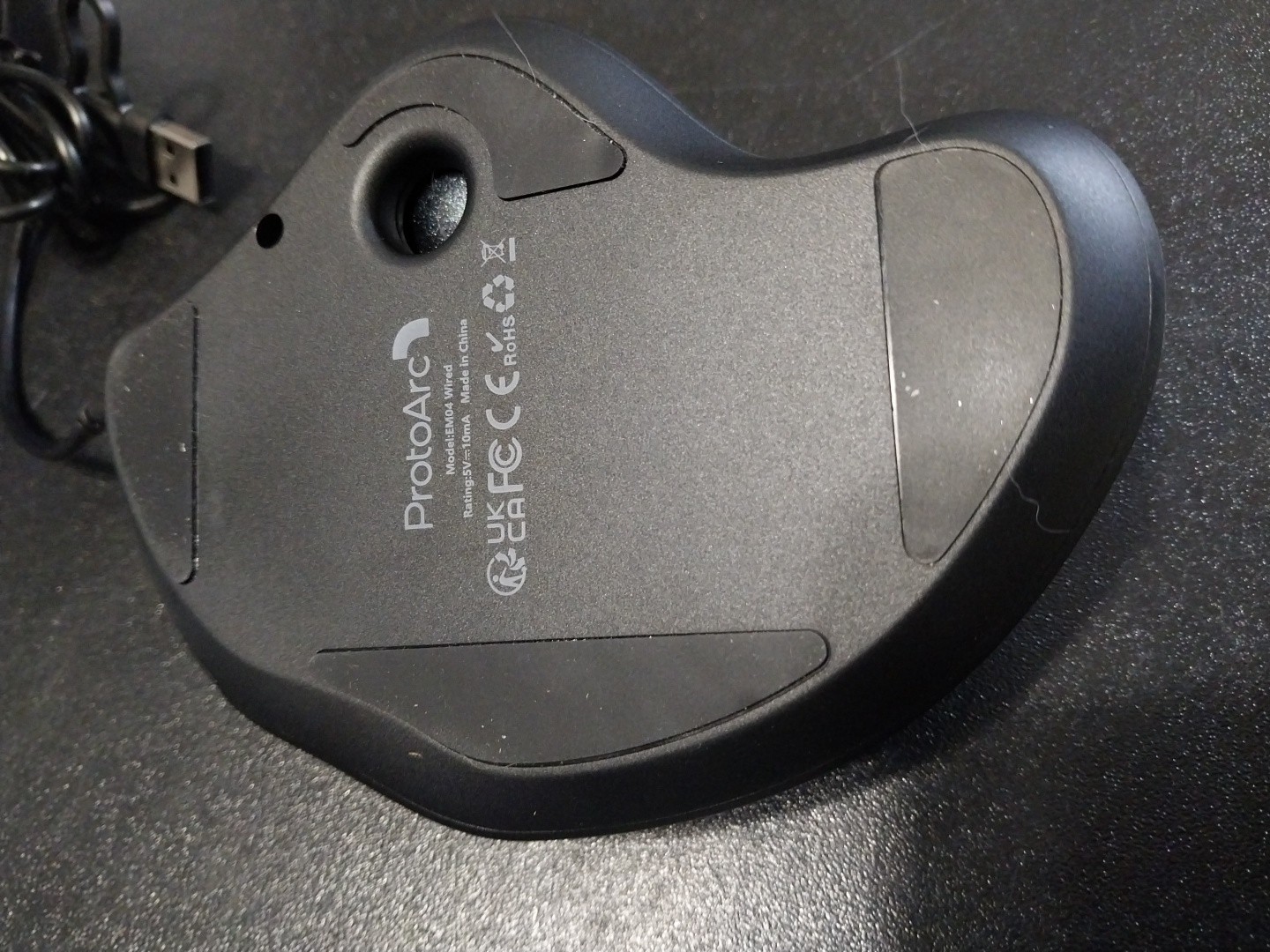 ProtoArc EM04 Wired Ergonomic Trackball Mouse Adjustable DPI, USB & USB-C
