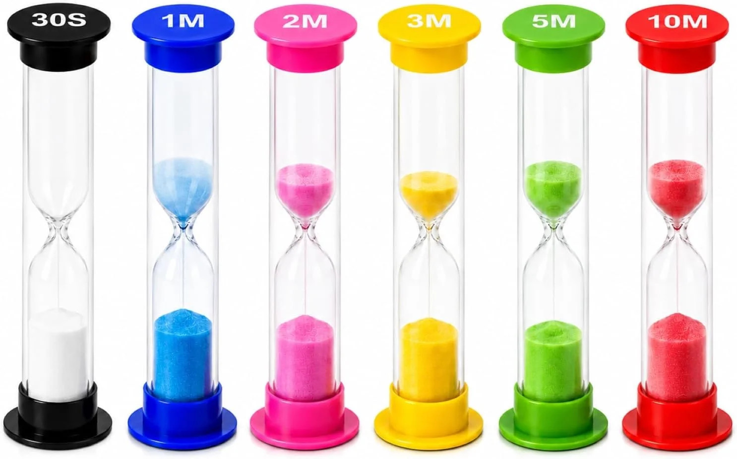 Plastic Sand Timer Sandglass Hourglass Sand Clock Timer 30 sec, 1 min, 2 mins, 3