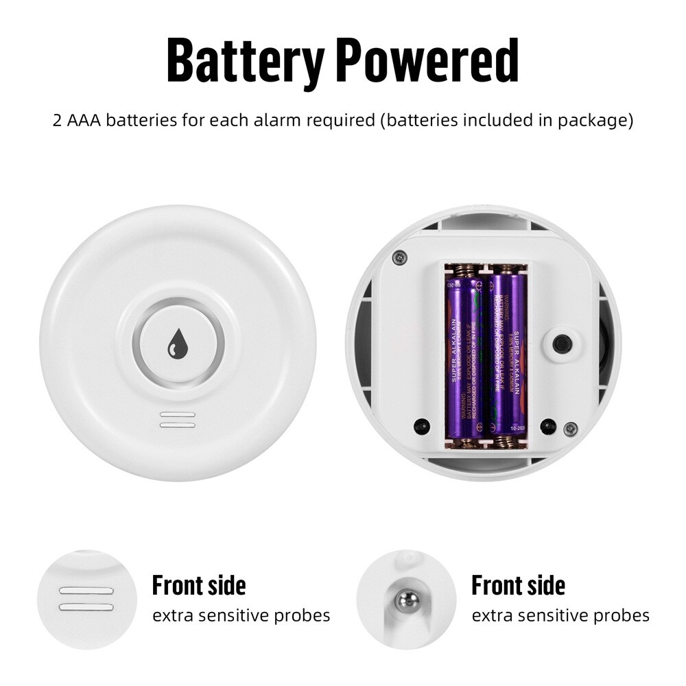 2 Pack 100dB Smart WiFi Water Leak Detector App Alert Kitchen Basement Sensor