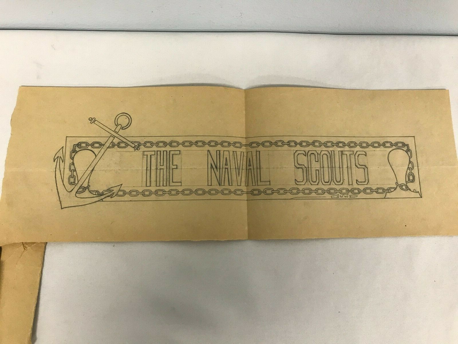 ORIGINAL SIGNED GEORGE GUND PENCIL DRAWING "THE NAVAL SCOUTS"