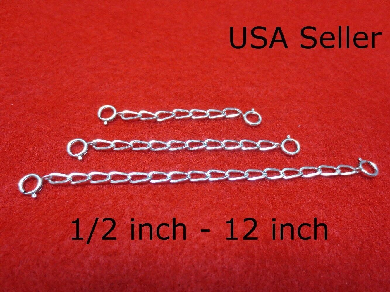 SOLID STERLING SILVER 3.0mm  13INCHES EXTENDER / SAFETY CHAIN  W/ SPRING RING