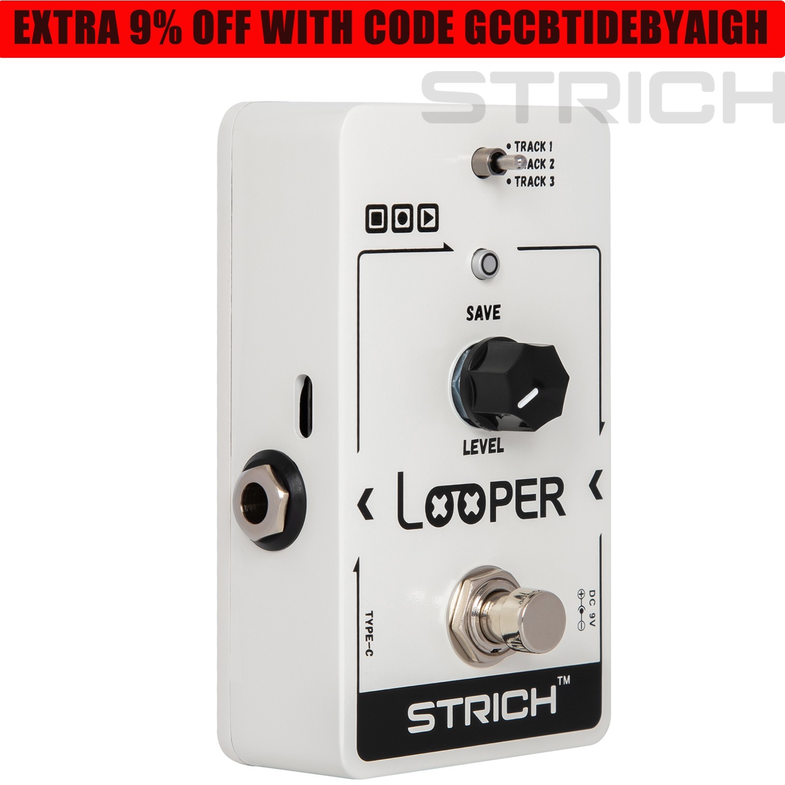 STRICH Looper Guitar Effect Pedal 90 Mins 3 Save Slots USB I/O True Bypass