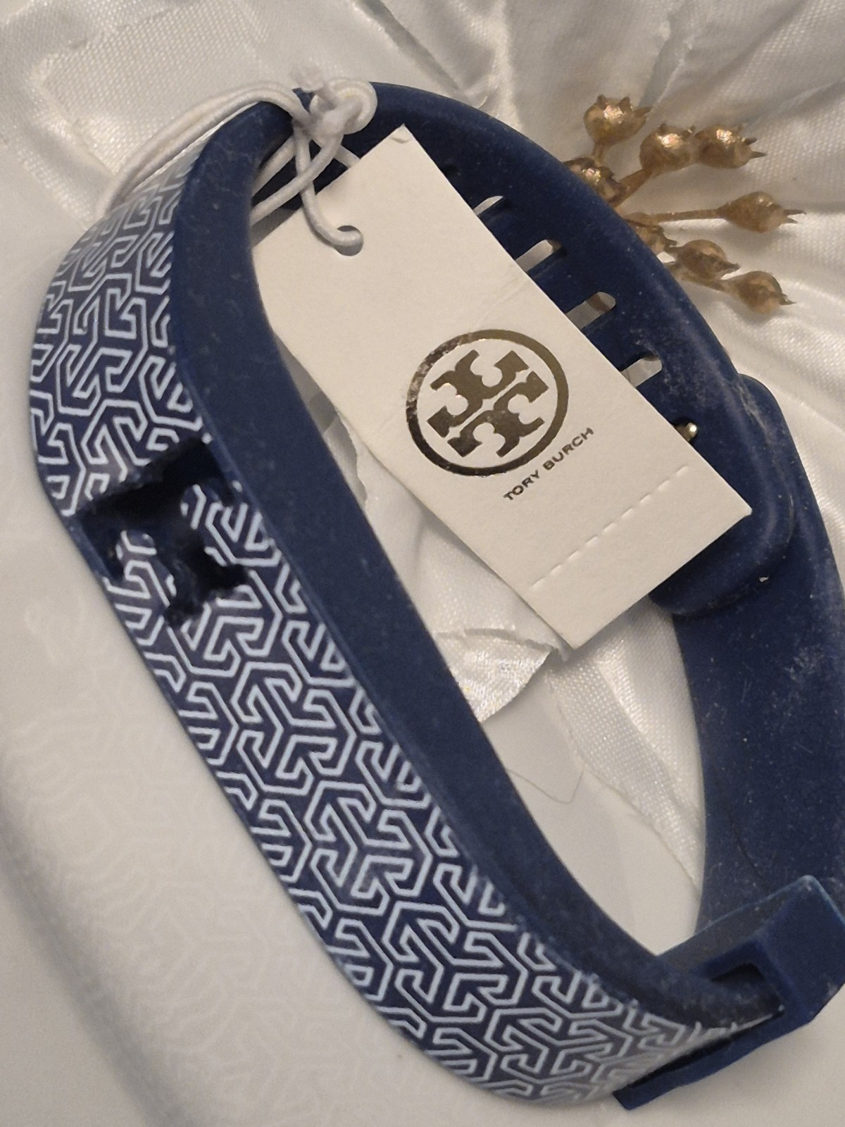 Tory Burch NWT! Silicone Wrap Fitbit Bracelet Blue