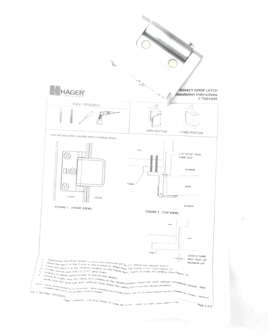 Hager 277D Privacy Door Latch Guard Satin Chrome Finish Genuine OEM Replacement