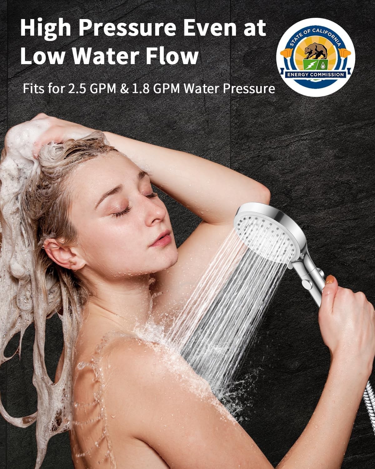 Pressure Handheld Shower Head with 80" Extra Long Stainless