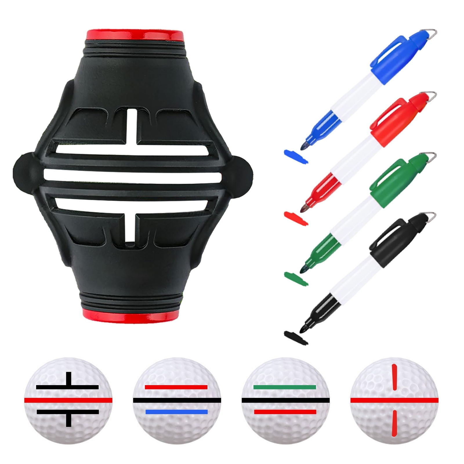 Golf Ball Alignment Marking Tool 360/180 Degree Triple Line Golf Ball Markers