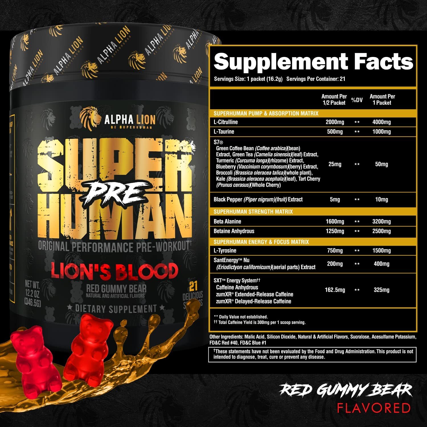 Alpha Lion Super Human Pre Original Hardcore Pre Workout 42 Scoops 5 Flavors New