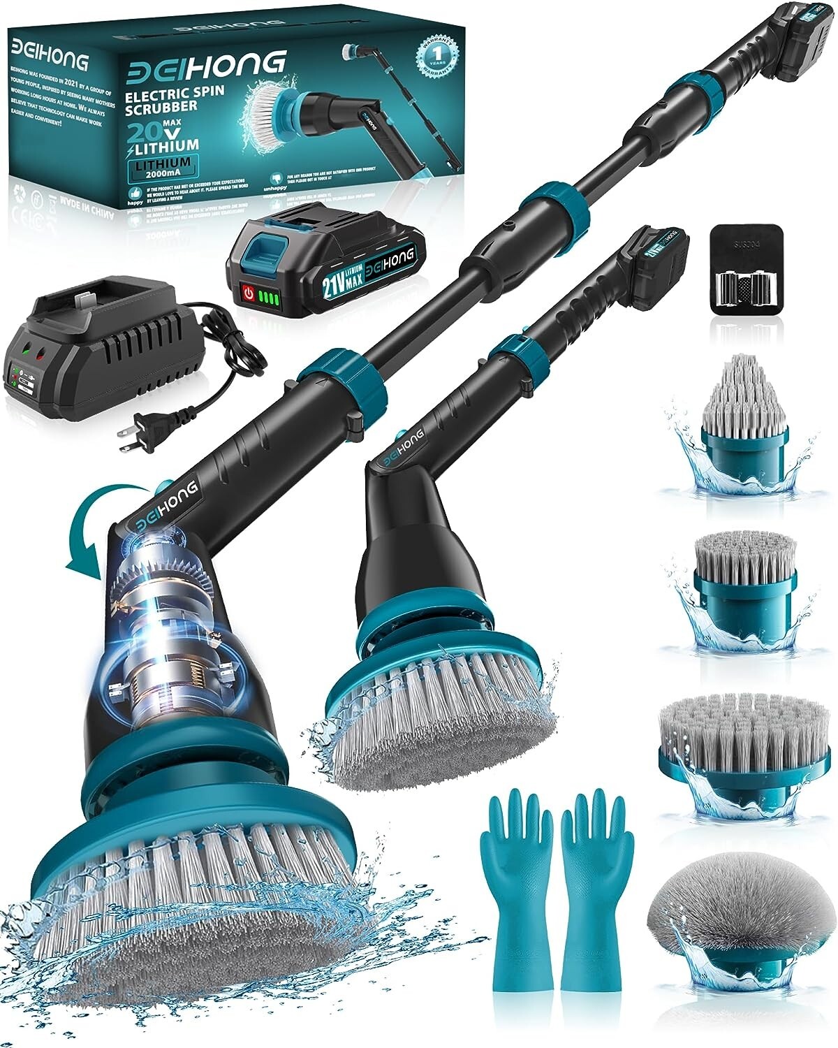 Bei&Hong Electric Spin Scrubber 1000rpm Cordless with Lithium Battery