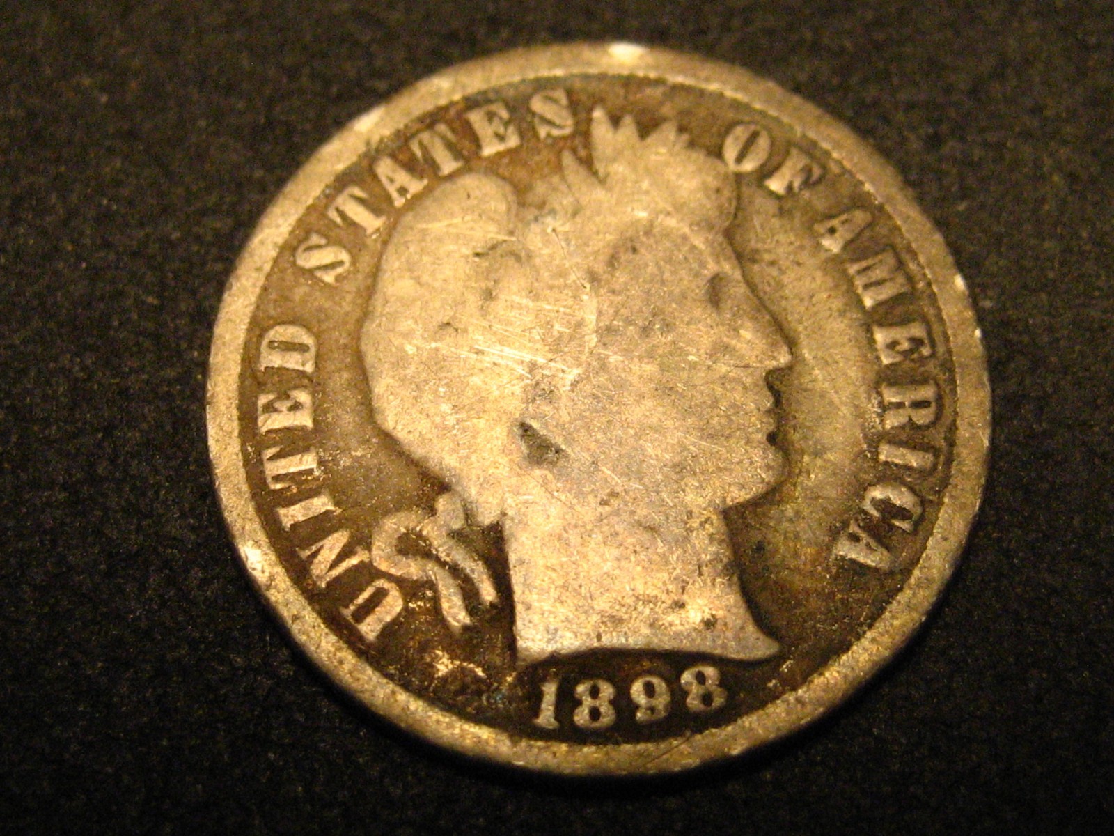 1898-P 90% Silver Barber Dime #1