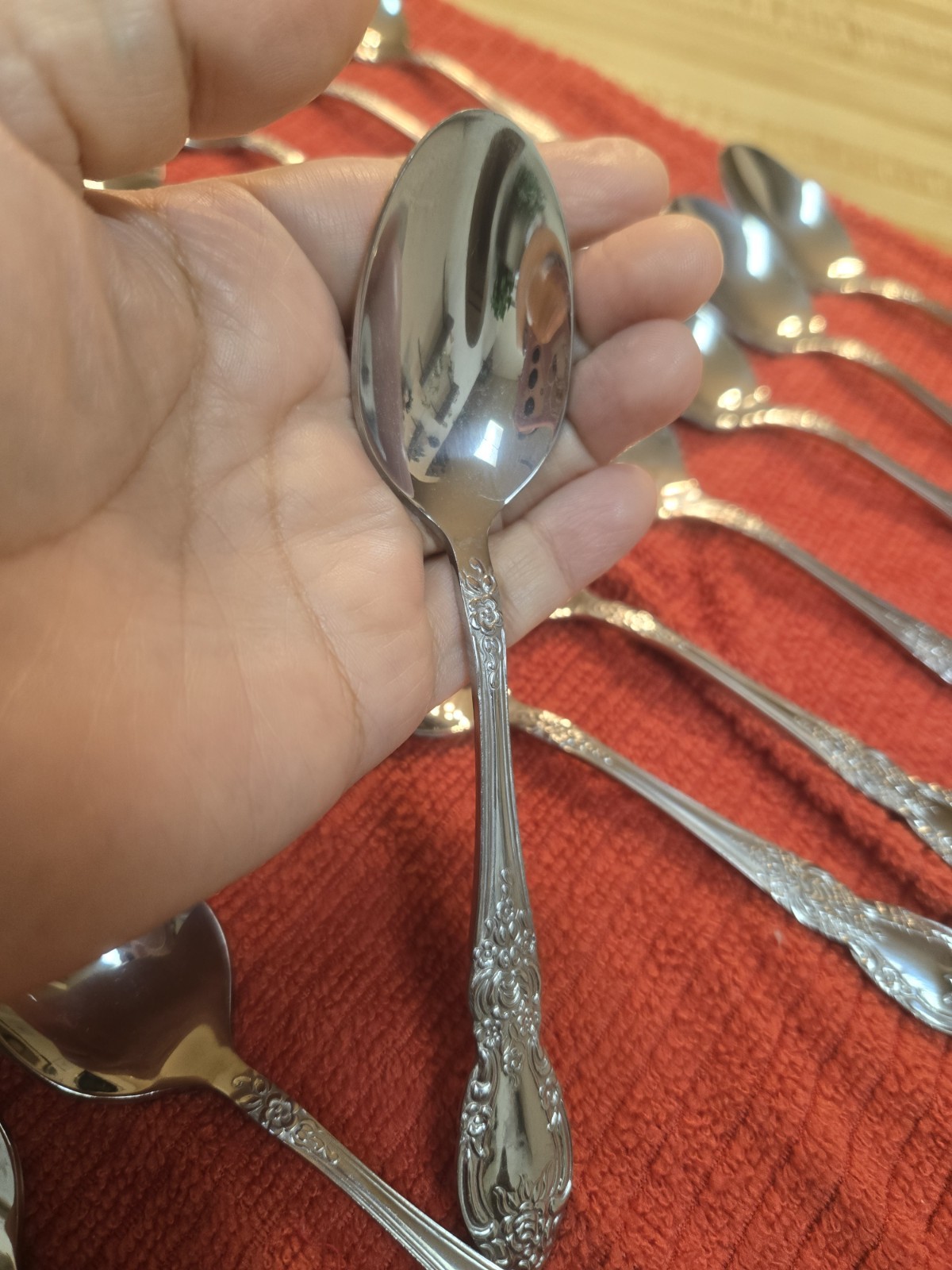 Stainless Flatware spoons Wordsworth Pattern Ornate Floral Rose 25 Pc