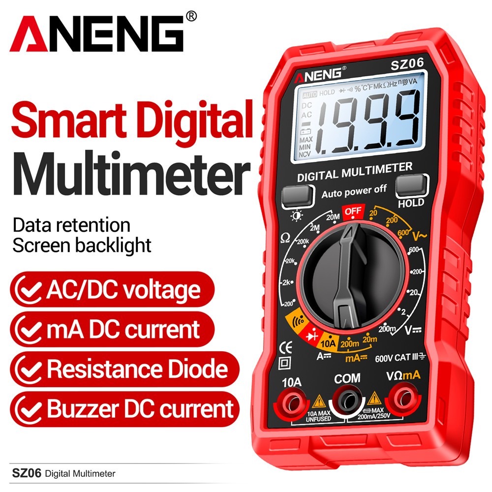 LCD Digital Multimeter Voltmeter Ammeter Ohmmeter Volt AC DC Tester Leads Meter.