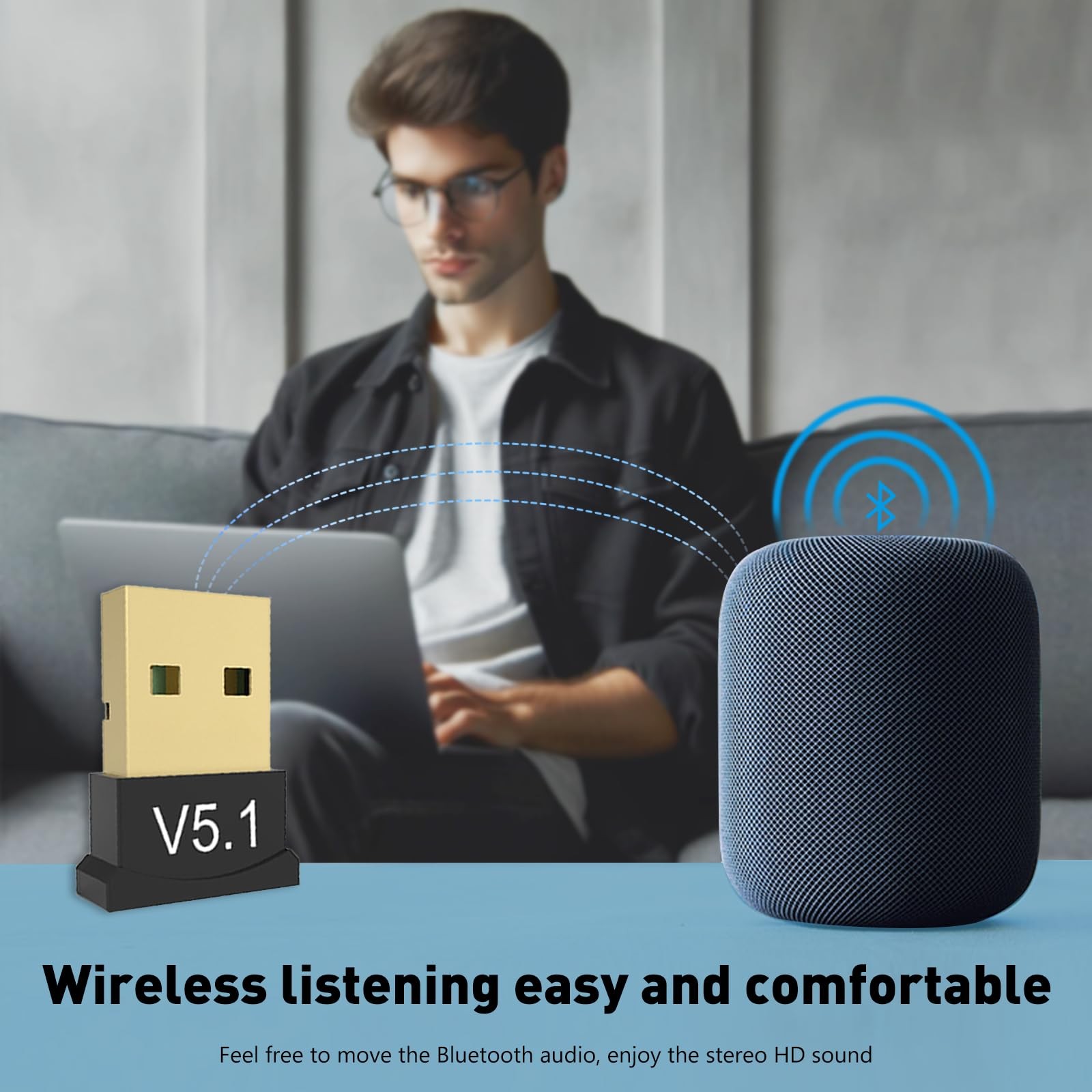 2 Pack Bluetooth 5.1 EDR USB Adapter for PC Receiver - 2Pack-BT5.1