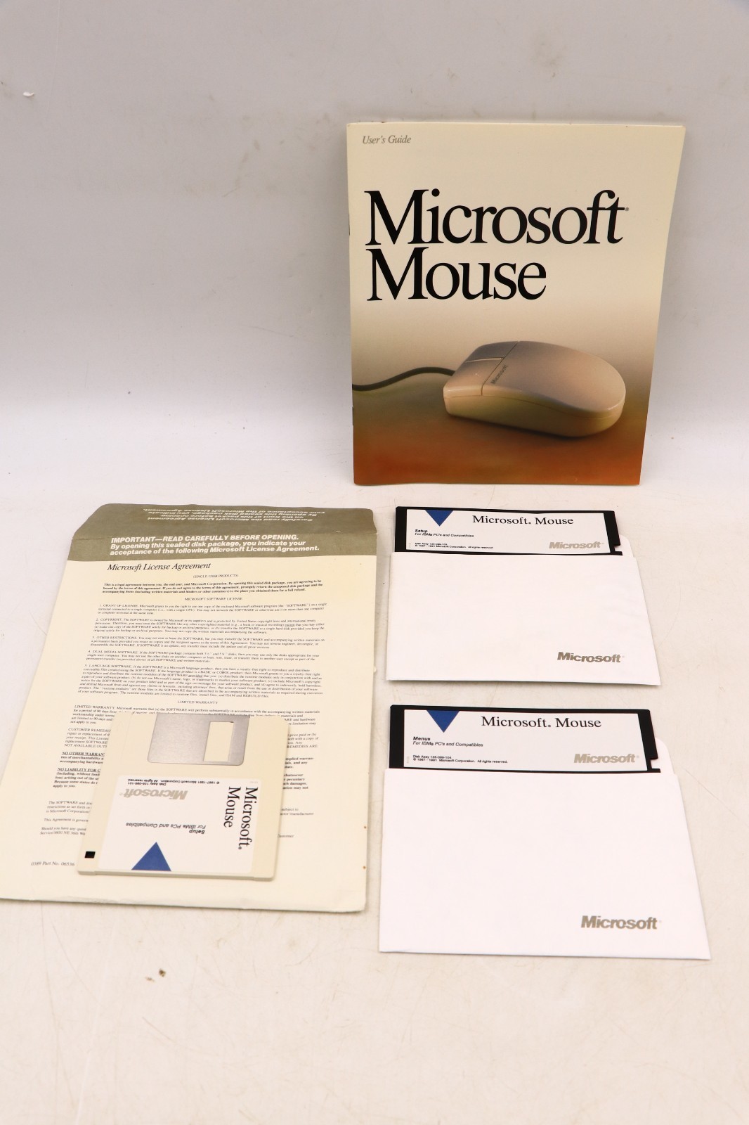 Microsoft Mouse 3.5 5.25 Floppy Disks & Manual 1991 Version