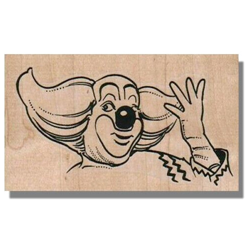 Mounted Rubber Stamp, Goodbye Bozo The Clown, Man, Fair, Wave, TV, Circus, Fun