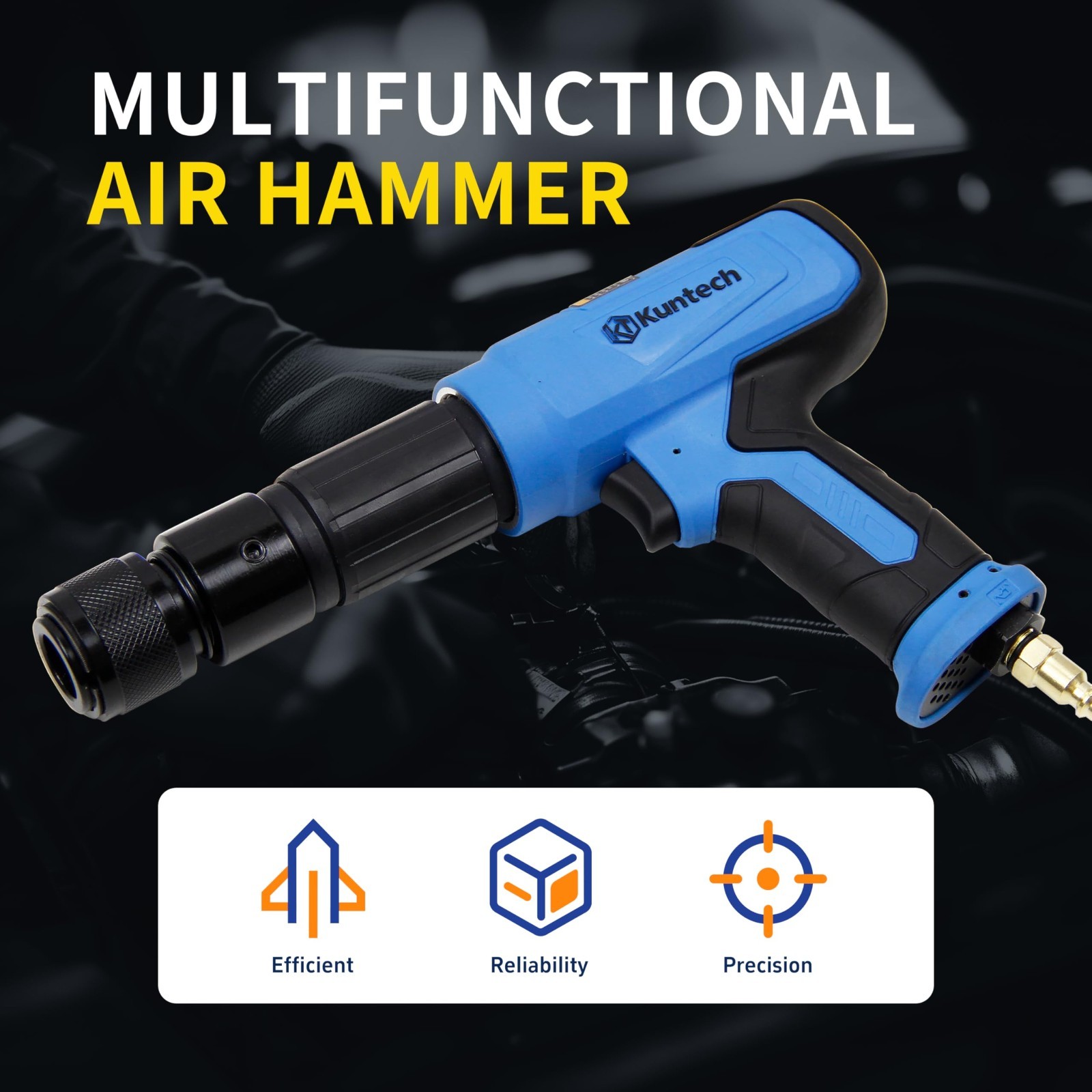 27PCS Air Hammer Kit Multi-functional Pneumatic Hammers Piece Chisel Set 2500BPM