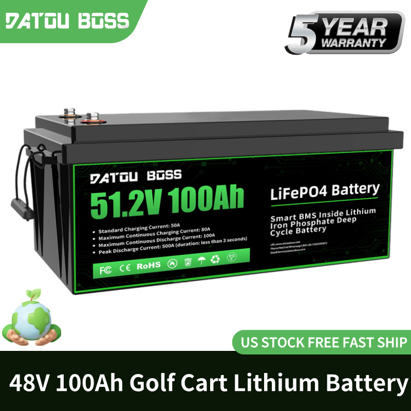 5120Wh 48V 100AH Golf Cart Lithium LiFePO4 Battery Deep Cycle Backup Power RV
