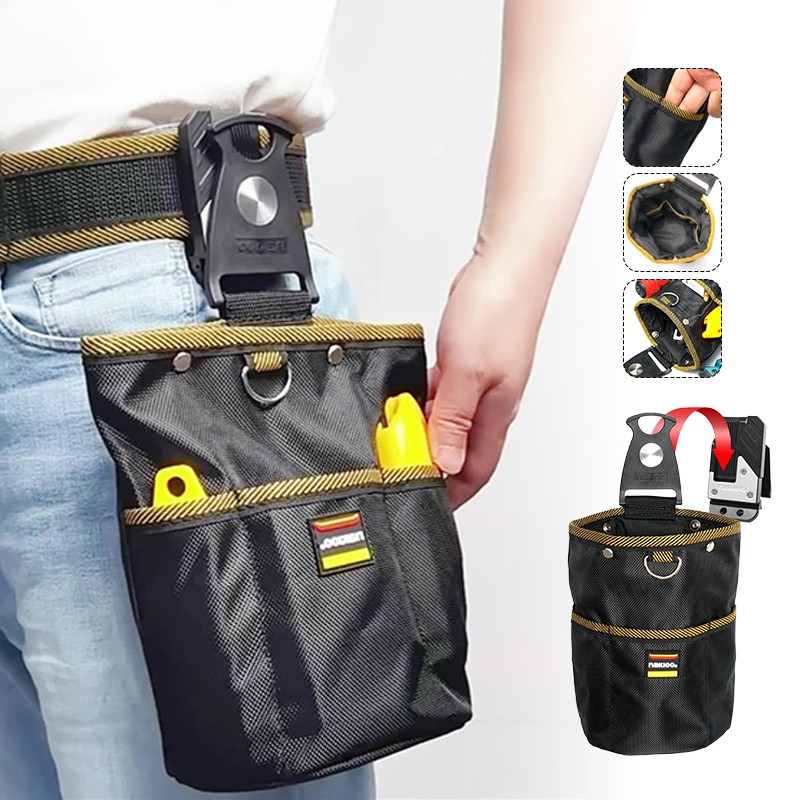 Oxford Cloth Tool Storage Bag With Buckle Rotatable Quick-hanging Waist Tool Bag
