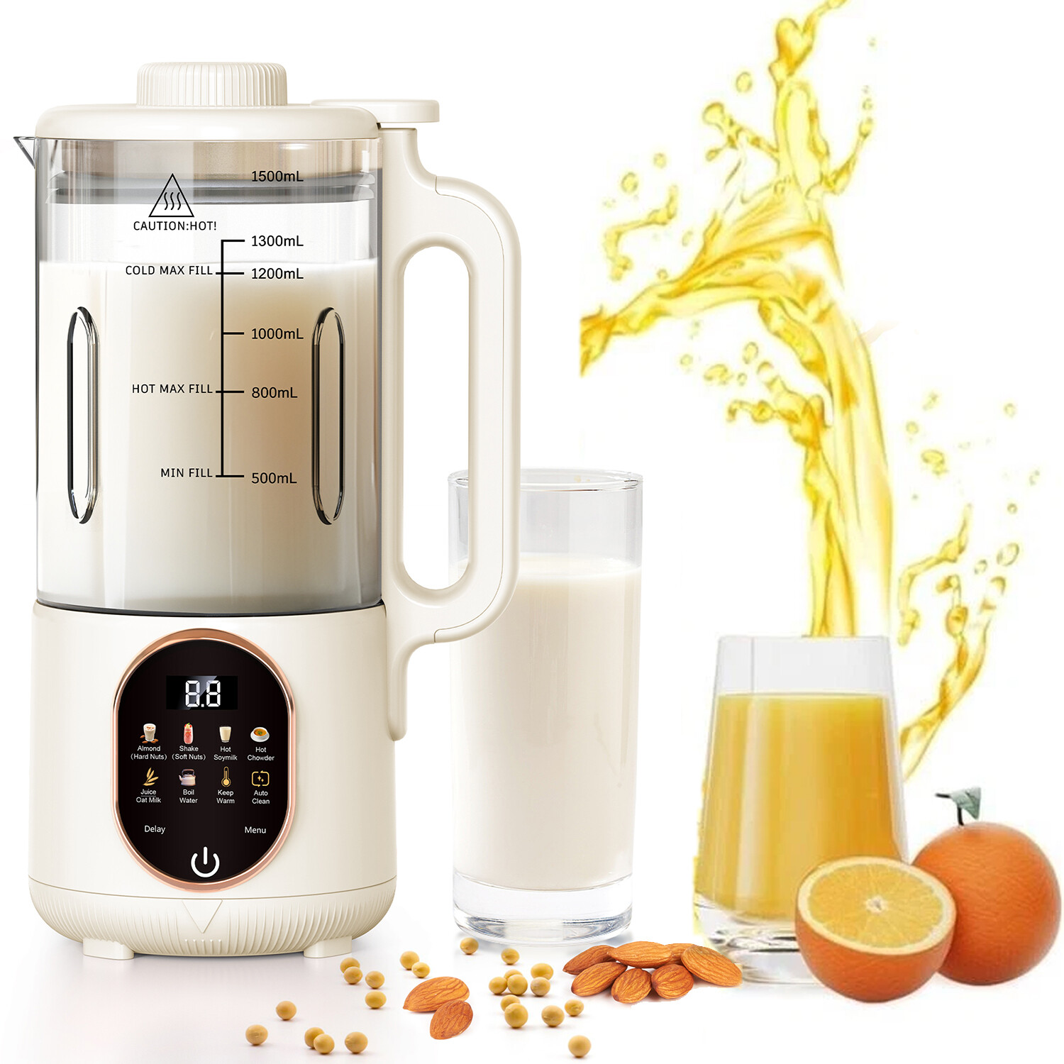 50oz Automatic Nut Milk Maker, Homemade Hot Soy Cow Maker Machine w/ Delay Start