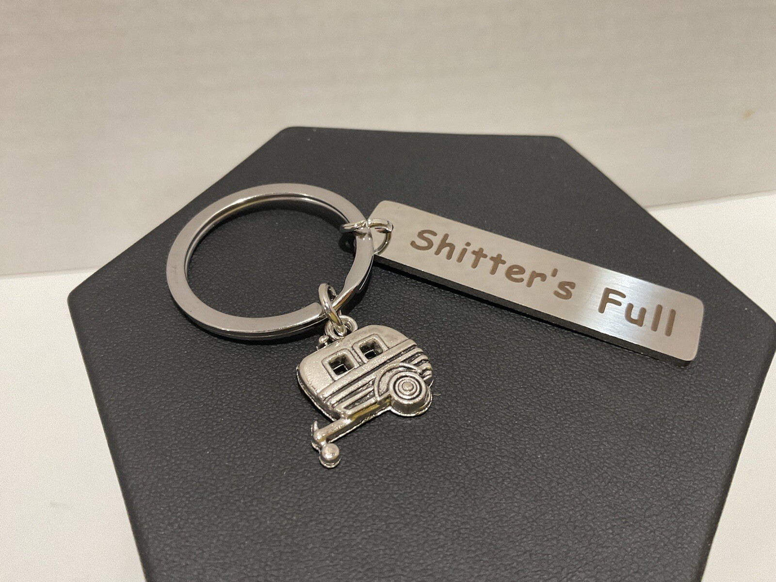 Christmas Vacation “Shitter’s Full” RV Keychain Silver Toned