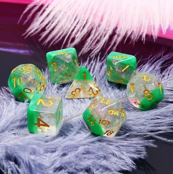 NEW RPG / D&D Dice Set of 7 - Spring Dew