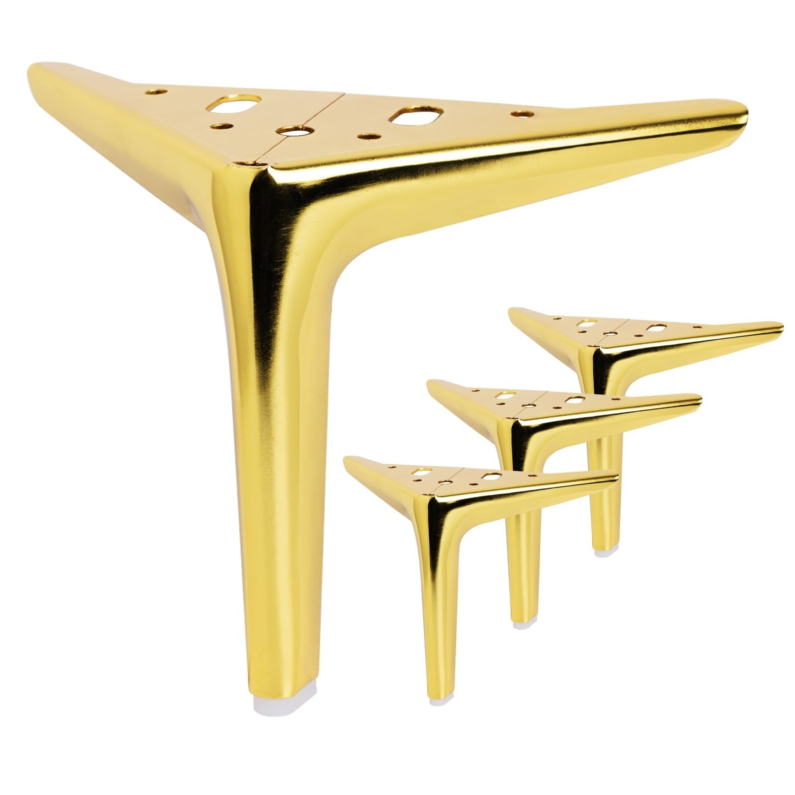 6 Inch Shiny Gold Furniture Legs, Metal Legs for Furniture Set of 4, DIY Repl...