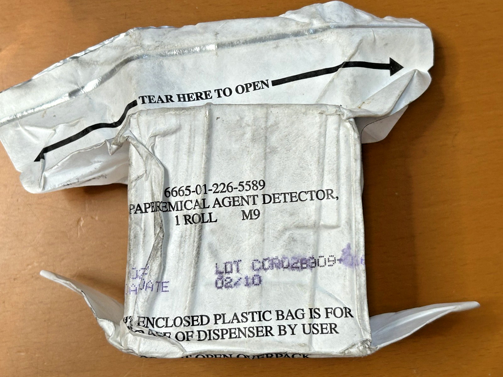 Paper Chemical Agent Detector , 6665-01-226-5589, Exp 02/10 ,    M9