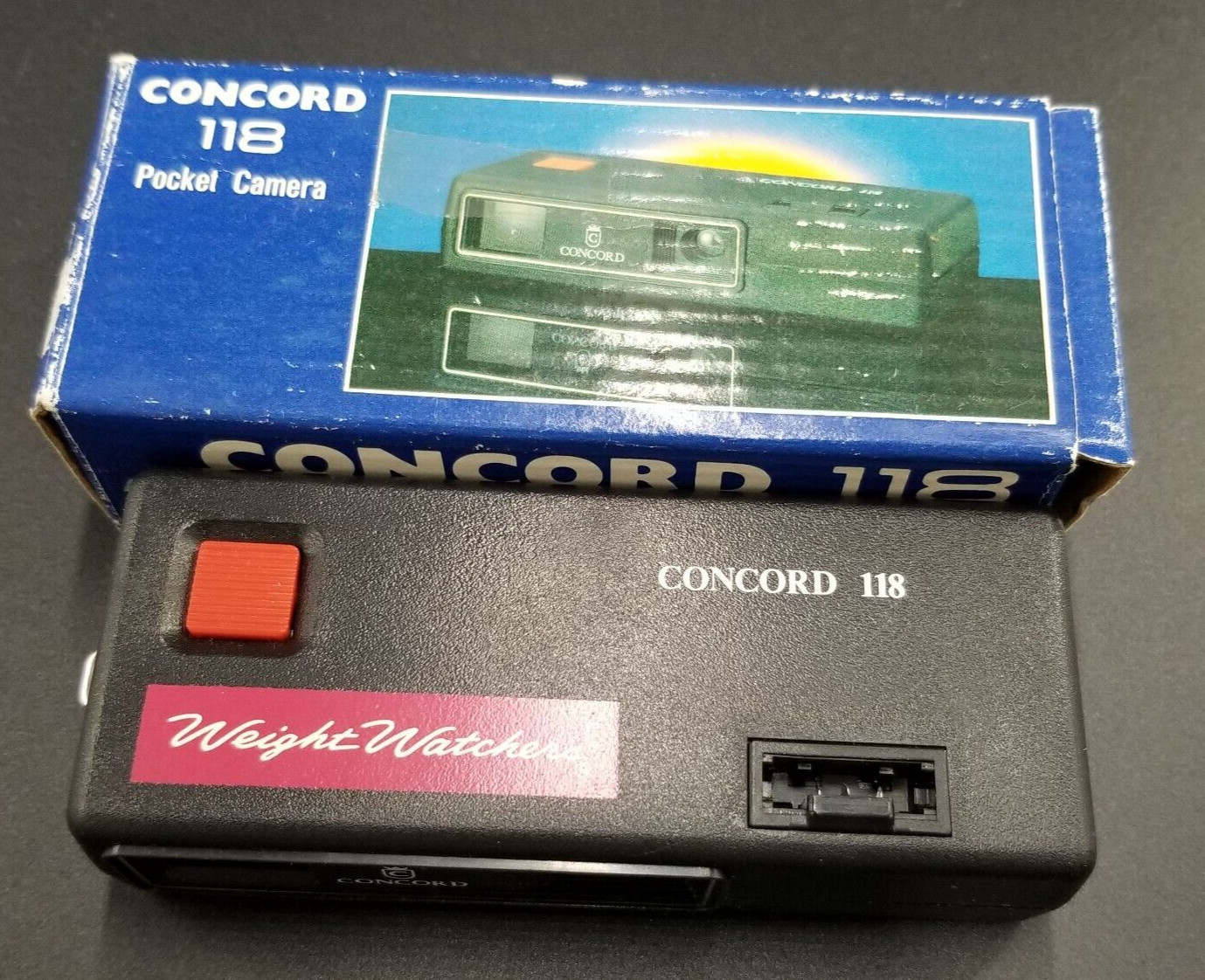 1980’s Concord 118 Pocket Camera Black-Weight Watchers-w/  box & paperwork