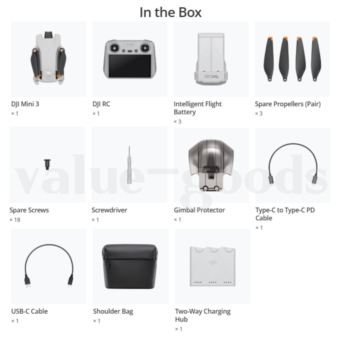 DJI Mini 3 Fly More Combo Camera Drone + RC Remote Controller + 3 Battery