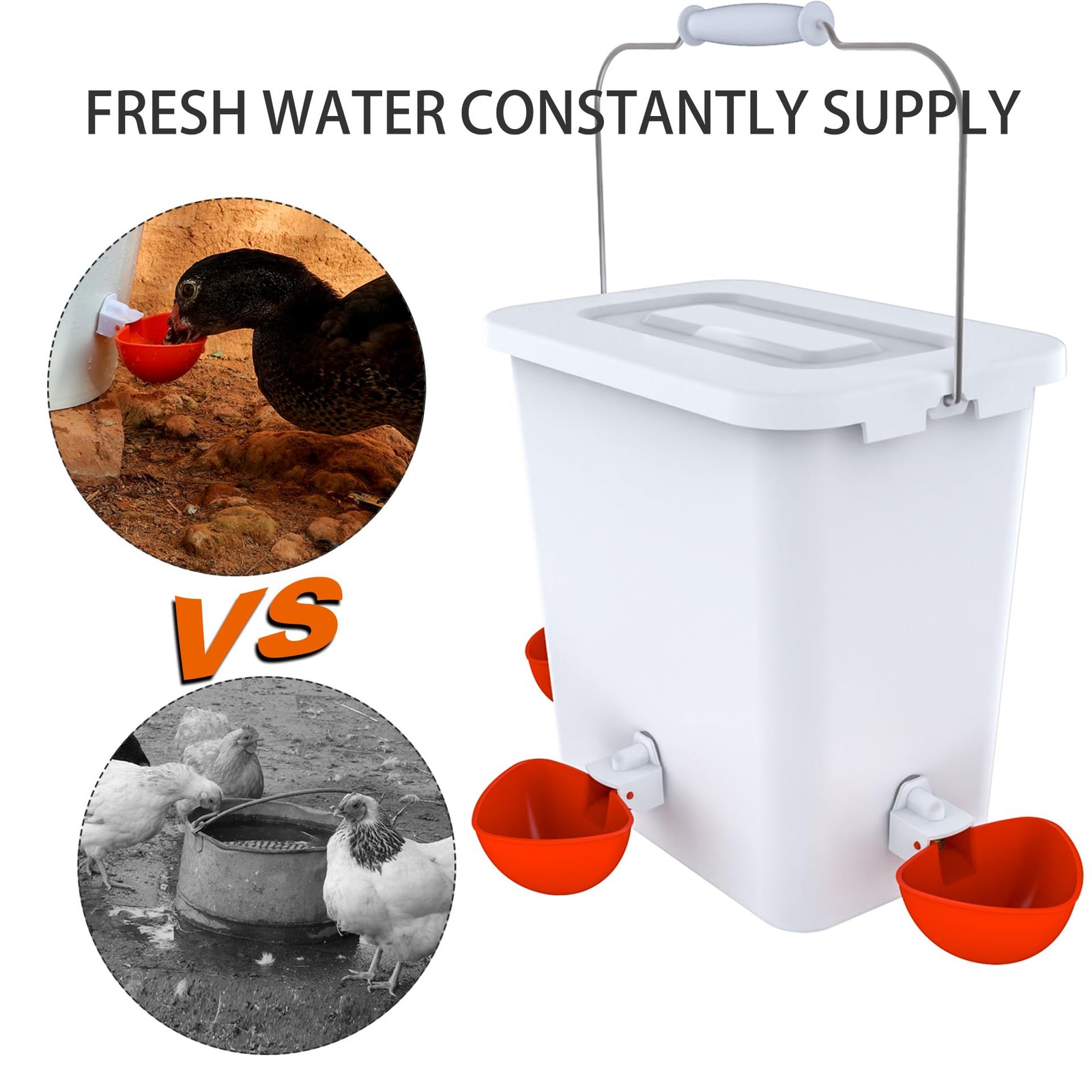Large Automatic Chicken Feeder and Waterer 2.6 Gal & Waterer, White