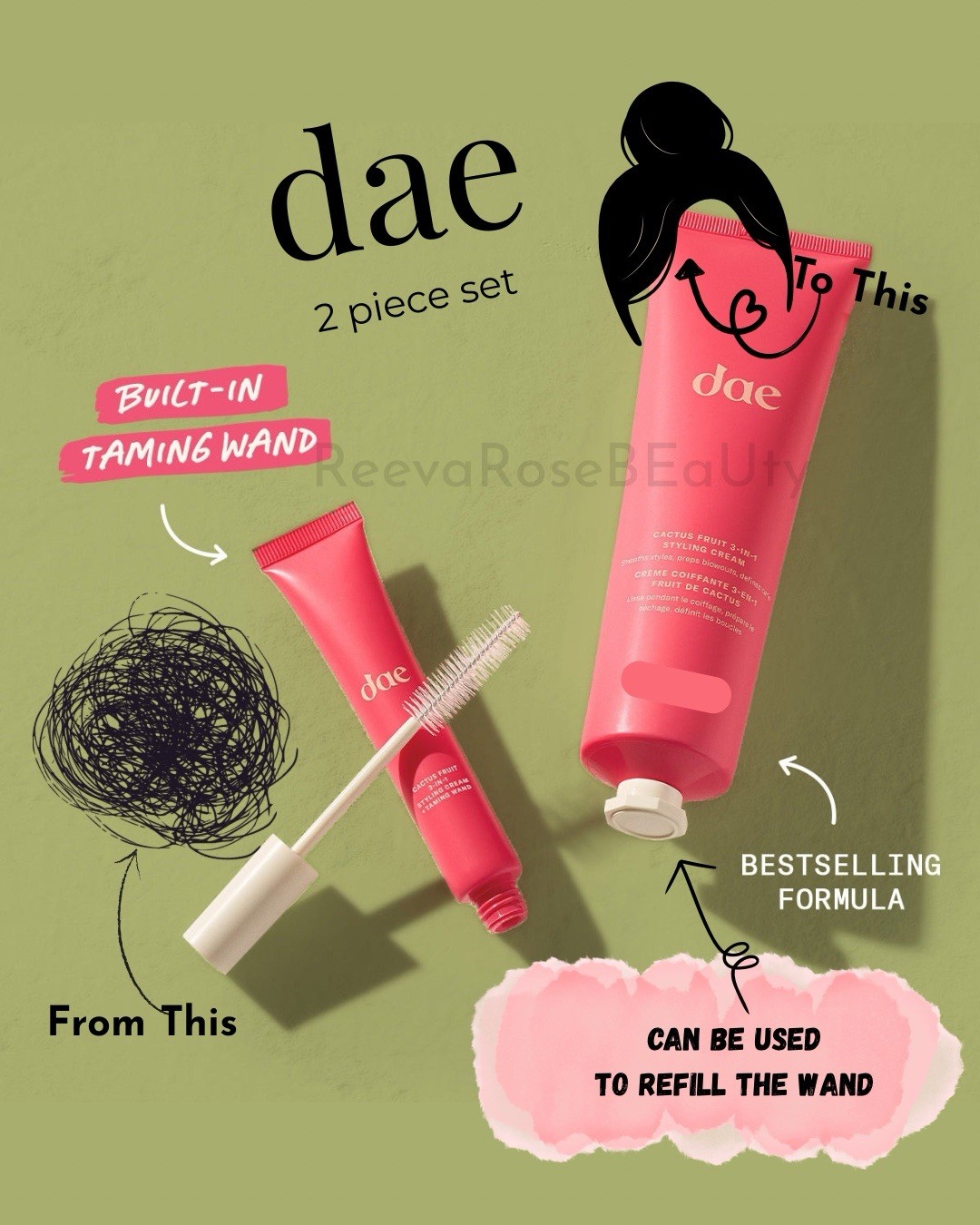 2x dae Cactus Fruit 3-in-1 ~ Styling Cream + Taming Wand Set BNIB Bundle Save