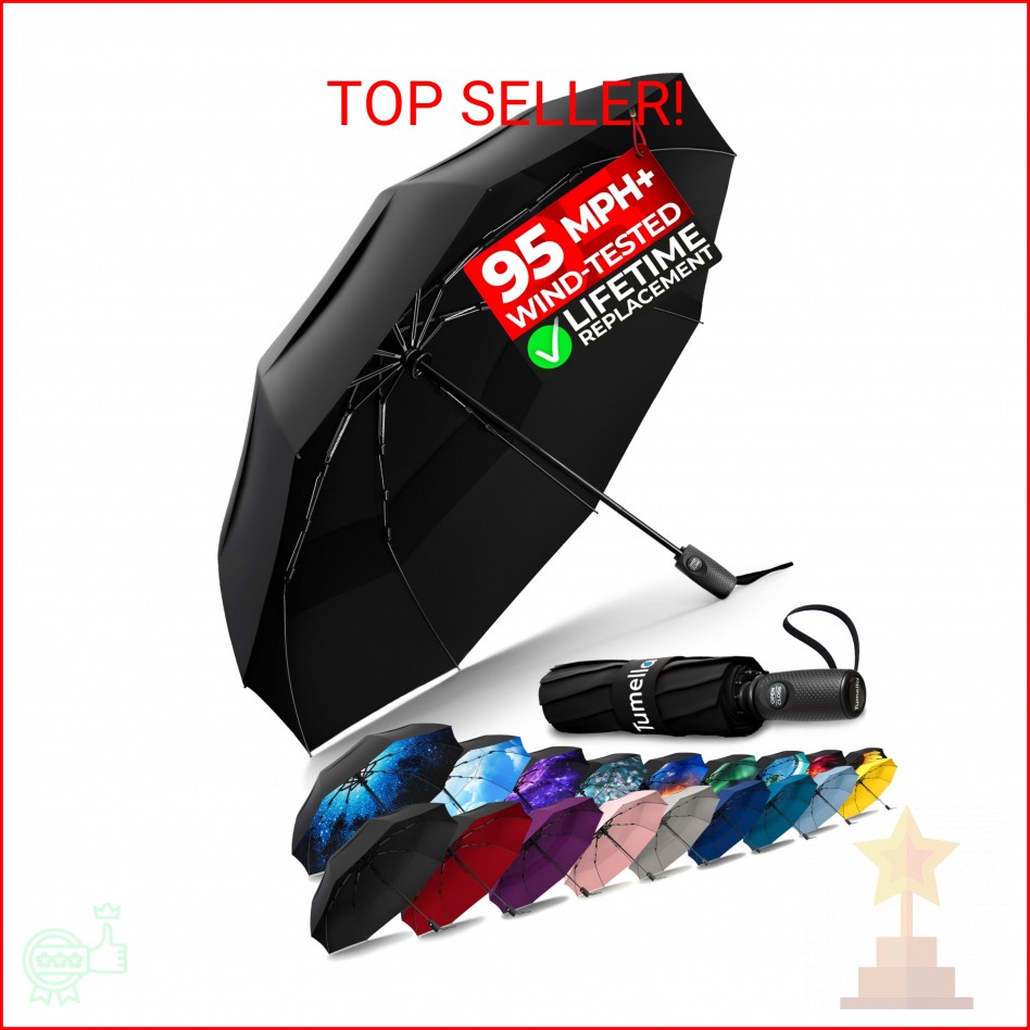 TUMELLA Strongest Windproof Travel Umbrella (Compact, Superior & Beautiful), Sma