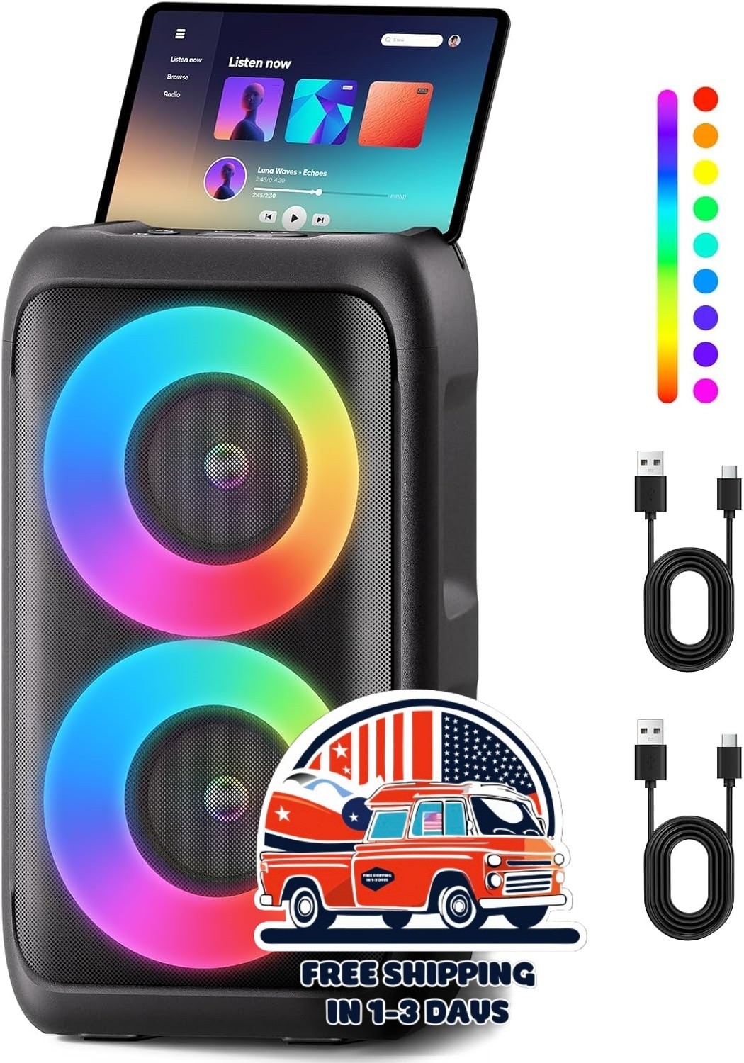 Altavoz para fiestas, ideal para adultos y niños, con luces y función de karaoke